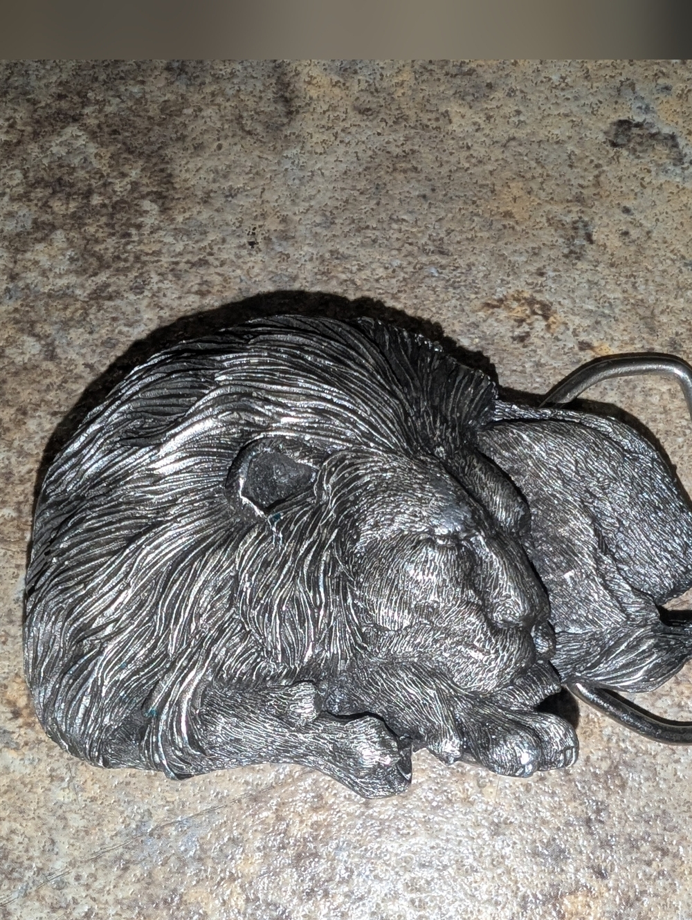 Indiana Metal Craft Vintage 70s Lion Pewter Belt Buckle